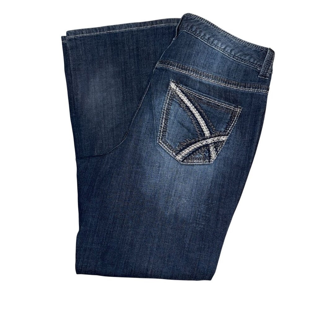 Lane Bryant Plus Size Straight Leg Jeans Womens 14 30 Dark Wash Pockets Blue